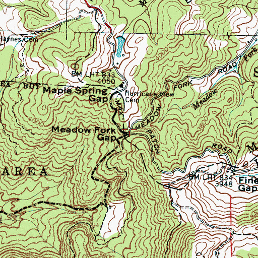 Topographic Map of Meadow Fork Gap, NC