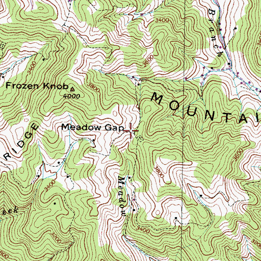 Topographic Map of Meadow Gap, NC
