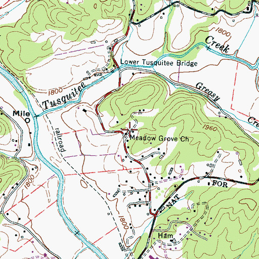 Topographic Map of Meadow Grove Church, NC