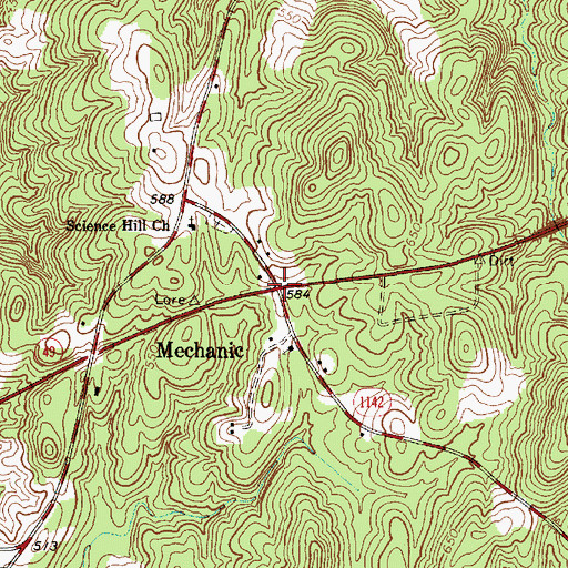 Topographic Map of Mechanic, NC