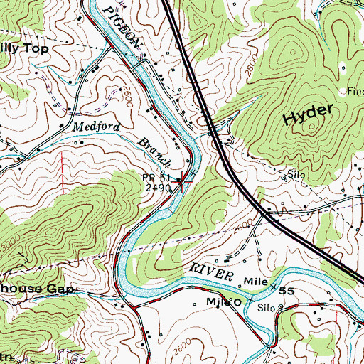 Topographic Map of Medford Branch, NC