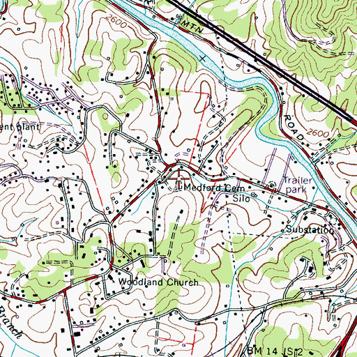 Topographic Map of Medford Cemetery, NC