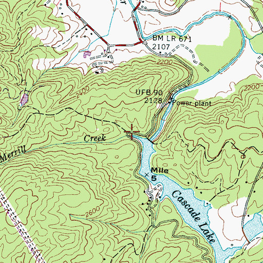 Topographic Map of Merrill Creek, NC