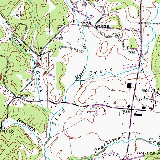 Topographic Map of Messer Branch, NC