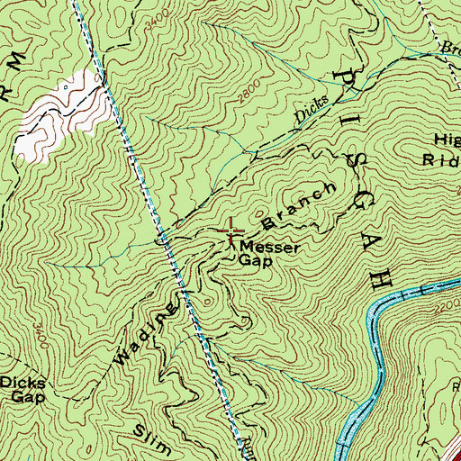 Topographic Map of Messer Gap, NC