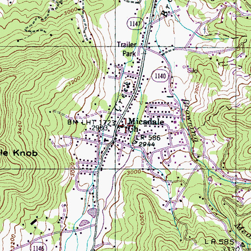 Topographic Map of Micadale Church, NC