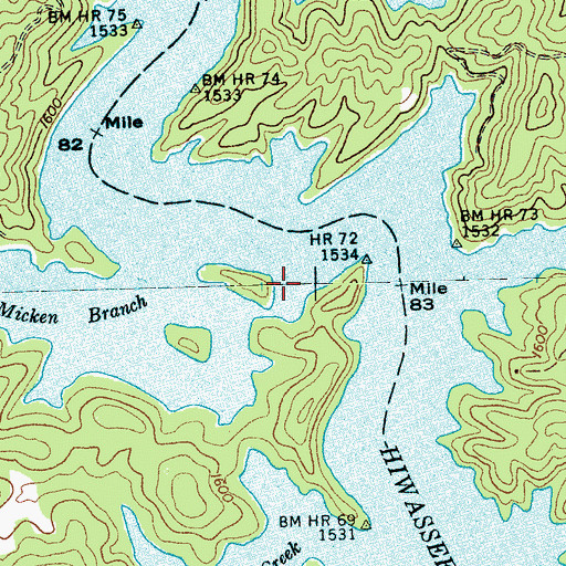 Topographic Map of Micken Branch, NC