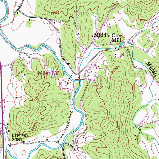 Topographic Map of Middle Creek, NC