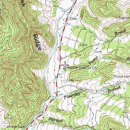 Topographic Map of Middle District Church, NC