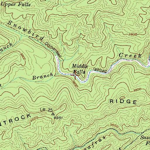 Topographic Map of Middle Falls, NC