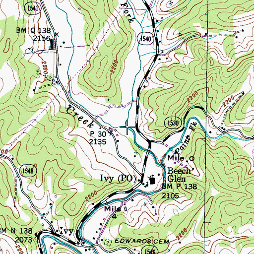 Topographic Map of Middle Fork California Creek, NC