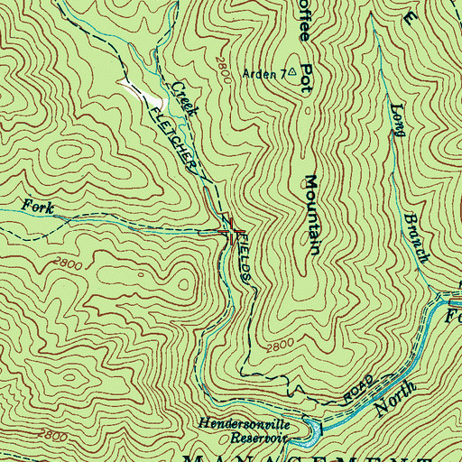 Topographic Map of Middle Fork Fletcher Creek, NC