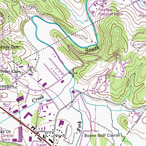 Topographic Map of Middle Fork South Fork New River, NC