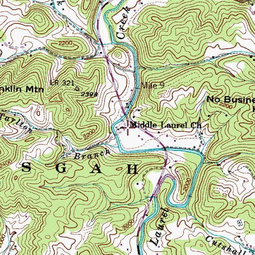 Topographic Map of Middle Laurel Church, NC