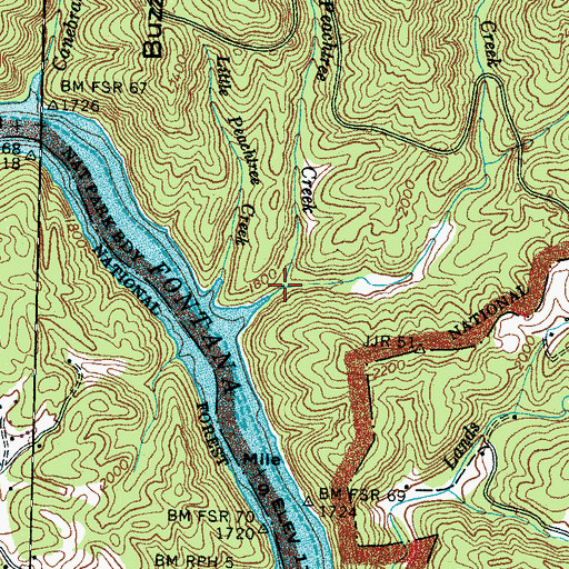 Topographic Map of Middle Peachtree Creek, NC