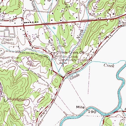 Topographic Map of Middle Prong Glade Creek, NC