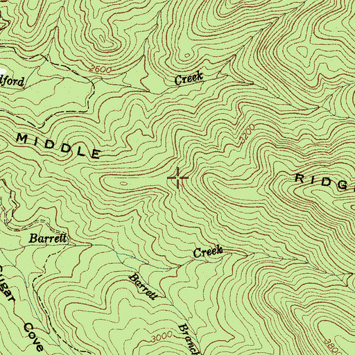 Topographic Map of Middle Ridge, NC