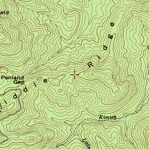 Topographic Map of Middle Ridge, NC