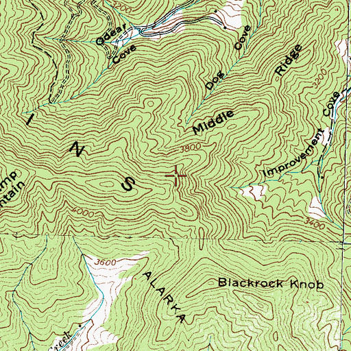 Topographic Map of Middle Ridge, NC