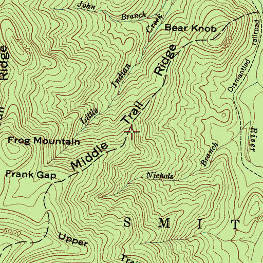 Topographic Map of Middle Trail Ridge, NC