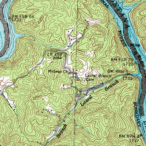 Topographic Map of Midway Church, NC