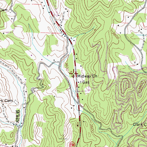 Topographic Map of Midway Church, NC