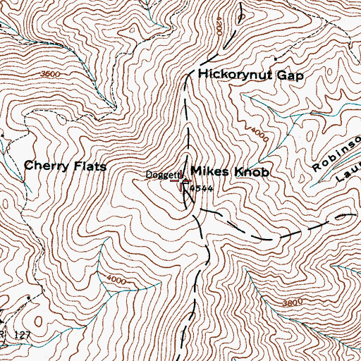 Topographic Map of Mikes Knob, NC