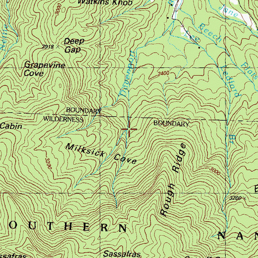 Topographic Map of Milksick Cove, GA