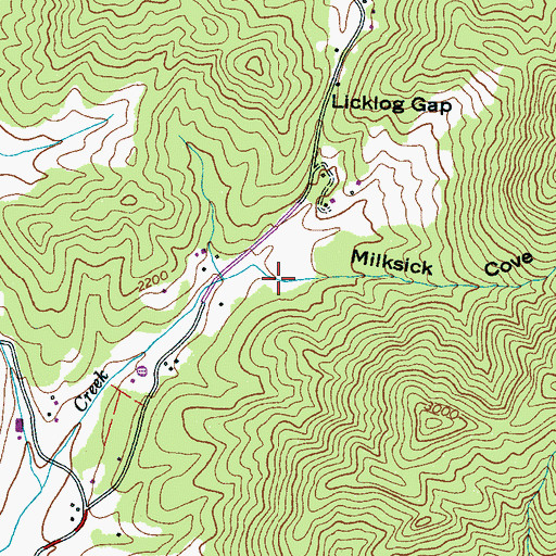 Topographic Map of Milksick Cove, NC