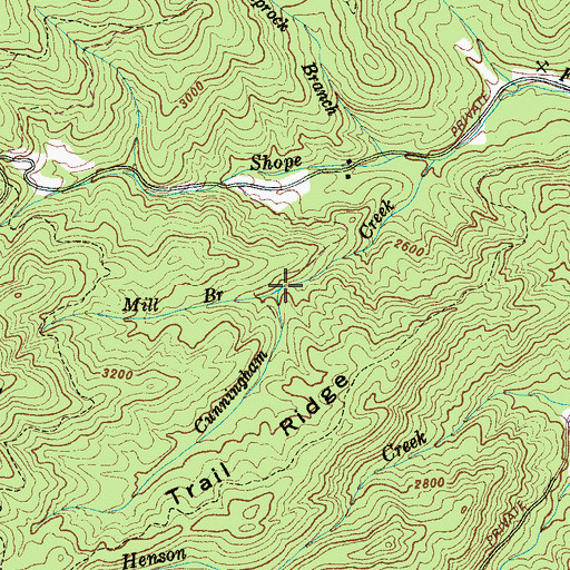 Topographic Map of Mill Branch, NC