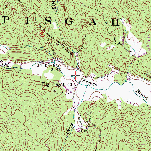 Topographic Map of Mill Branch, NC