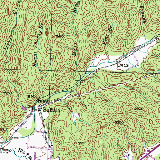 Topographic Map of Mill Branch, NC