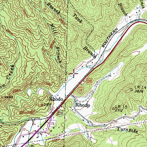 Topographic Map of Mill Branch, NC