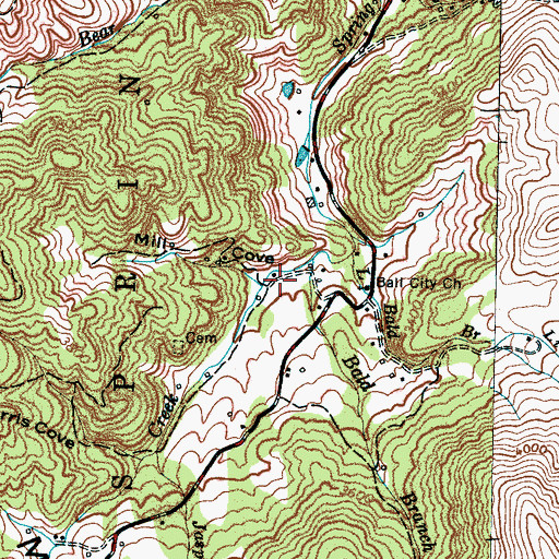 Topographic Map of Mill Cove, NC