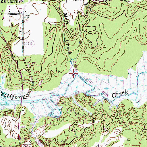 Topographic Map of Mill Creek, NC