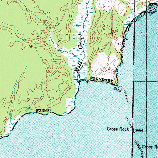 Topographic Map of Mill Creek, NC