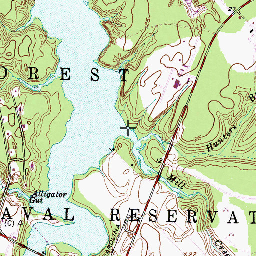 Topographic Map of Mill Creek, NC