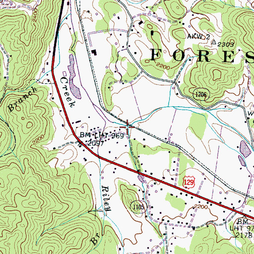 Topographic Map of Mill Creek, NC