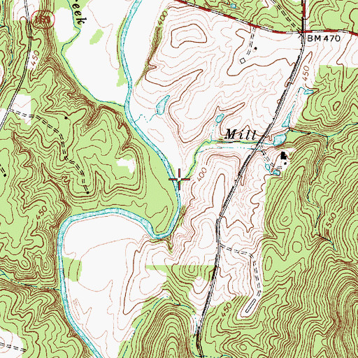 Topographic Map of Mill Creek, NC