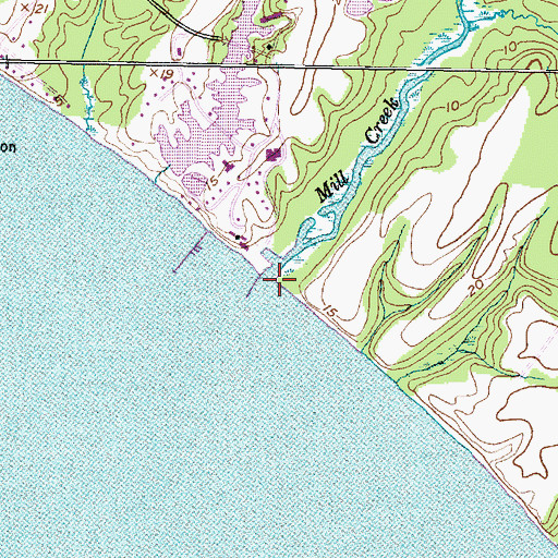 Topographic Map of Mill Creek, NC