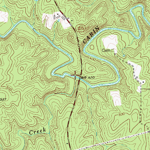 Topographic Map of Mill Creek, NC