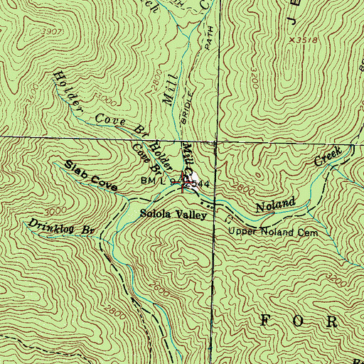 Topographic Map of Mill Creek, NC