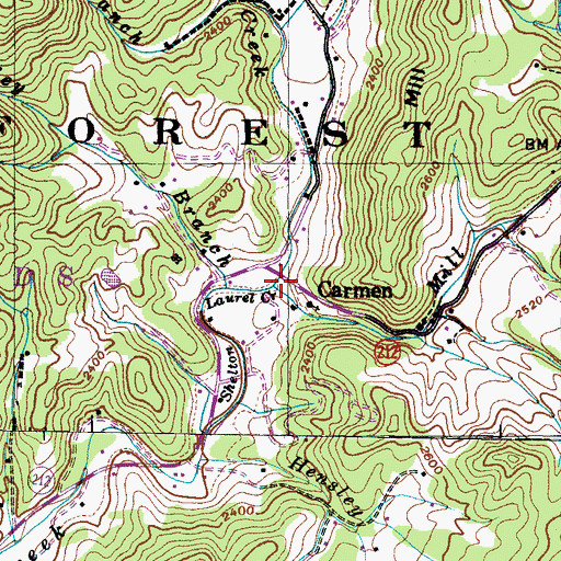 Topographic Map of Mill Creek, NC