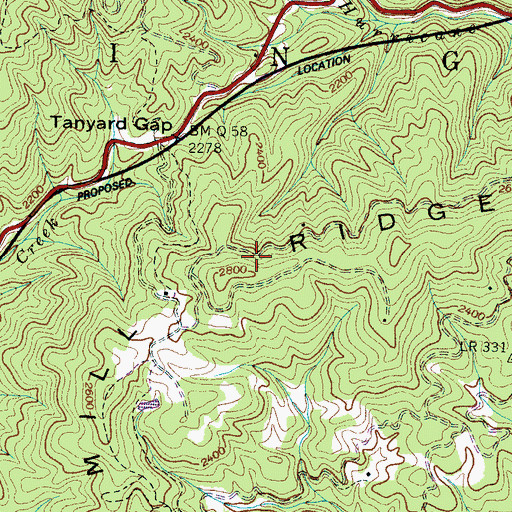 Topographic Map of Mill Ridge, NC