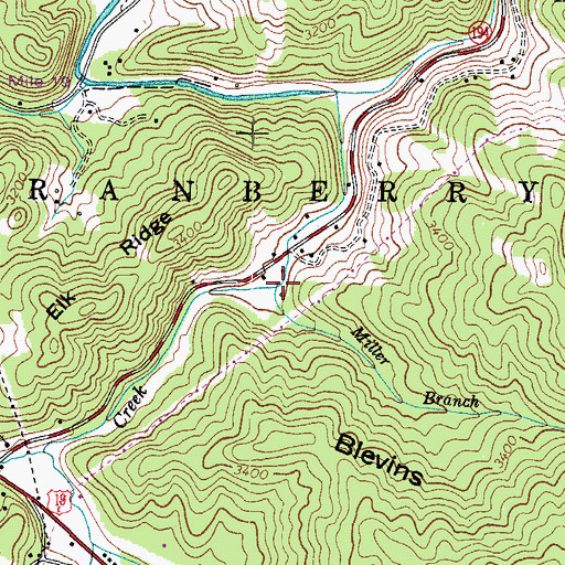 Topographic Map of Miller Branch, NC