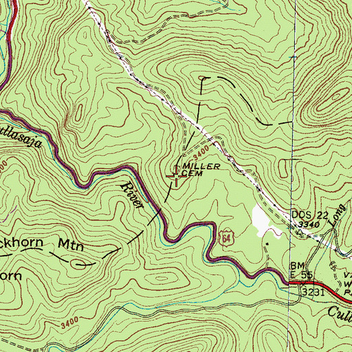 Topographic Map of Miller Cemetery, NC
