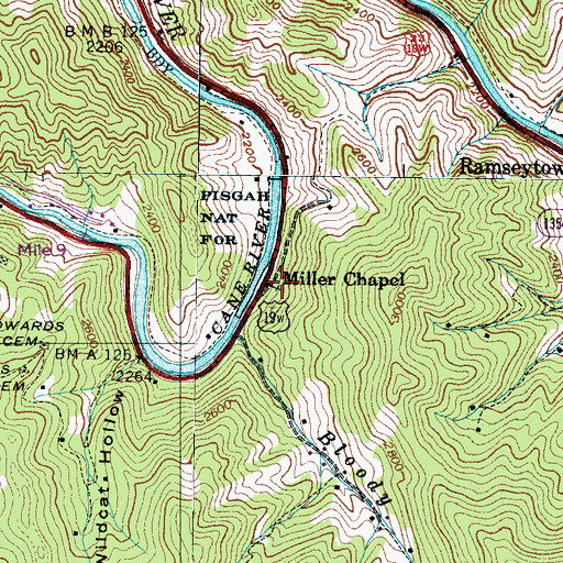 Topographic Map of Miller Chapel, NC