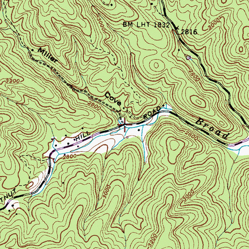 Topographic Map of Miller Cove, NC