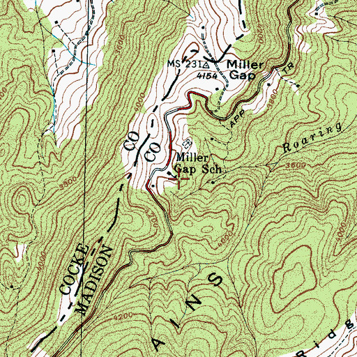 Topographic Map of Miller Gap School, NC