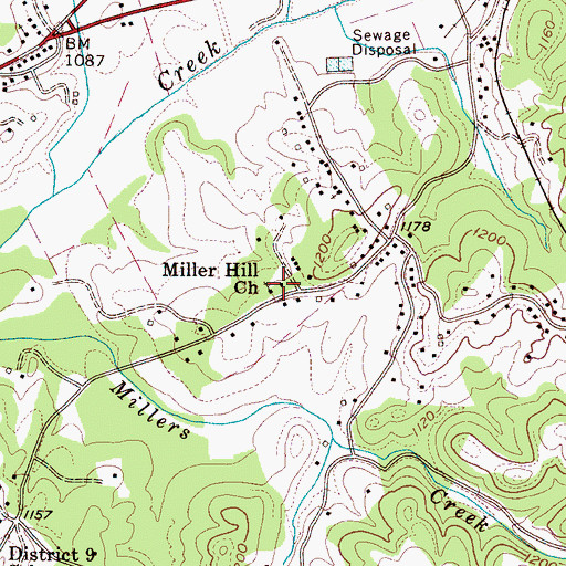 Topographic Map of Miller Hill Church, NC